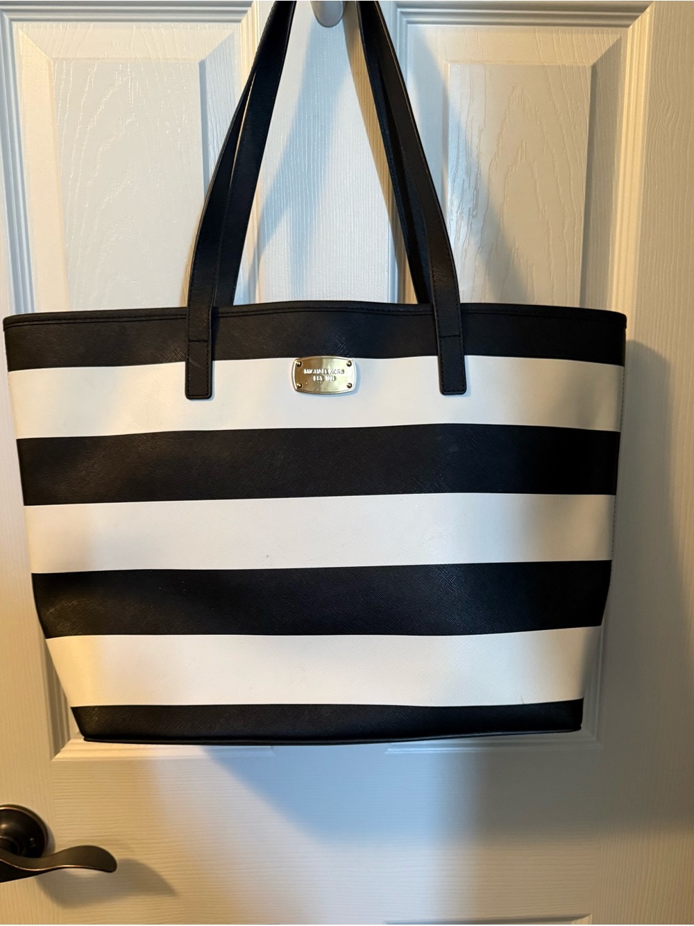 Michael Kors Black and White Striped Tote